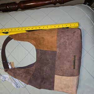 Steve Madden faux suede bag in a bag. Brown and tan earth tones.